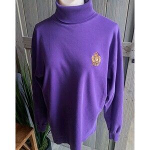Ralph Lauren Large Royal Purple Long Sleeve Shirt Turtleneck Top Pullover Crest